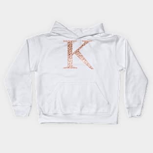 K rose gold glitter monogram letter Kids Hoodie